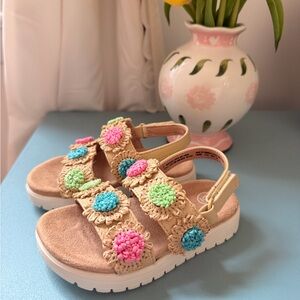 NWOT Toddler Crochet Flower Sandals